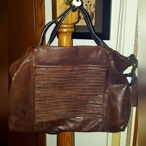 Brown Nino Bossi genuine leather satchel.